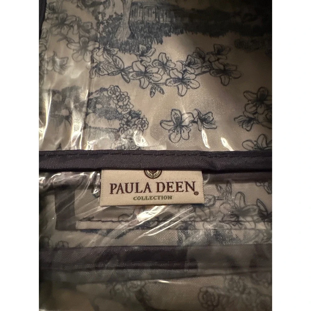 Paula Deen Storage Collection Gift Wrap Organizer Toile Blue White 15 Rolls NEW